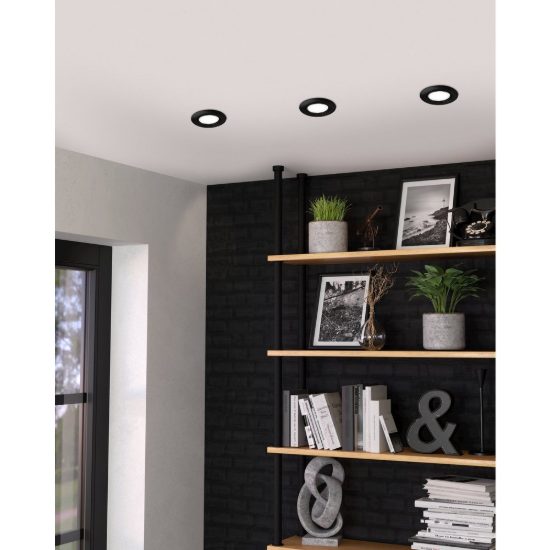 Eglo peneto set 3 faretti da incasso per cartongesso orientabili led 3x4,6w 3000k foro 7cm nero