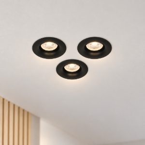 Eglo salabate set 3 faretti da incasso per cartongesso led 3x5w cct 2700k 6500k ip65 foro 6,8cm nero