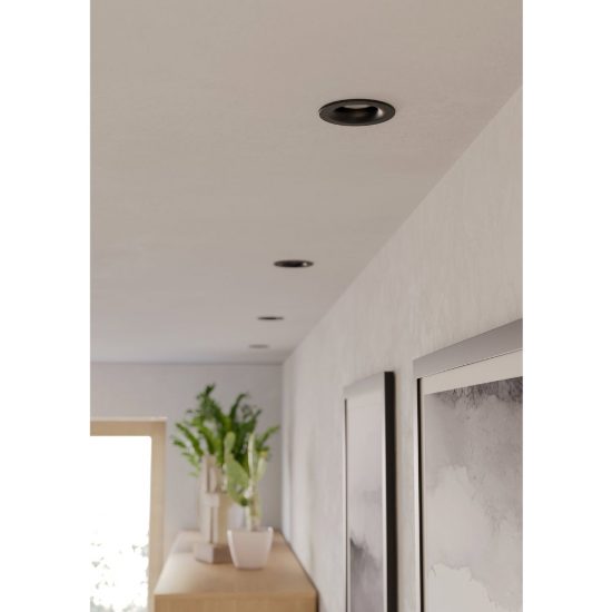 Eglo salabate set 3 faretti da incasso per cartongesso led 3x5w cct 2700k 6500k ip65 foro 6,8cm nero