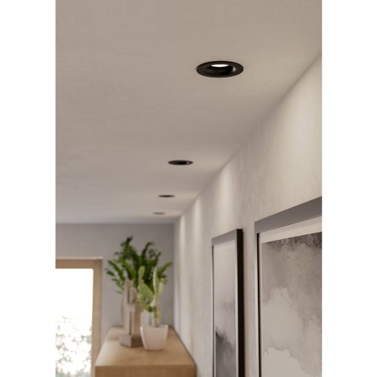 Eglo salabate set 3 faretti da incasso per cartongesso led 3x5w cct 2700k 6500k ip65 foro 6,8cm nero