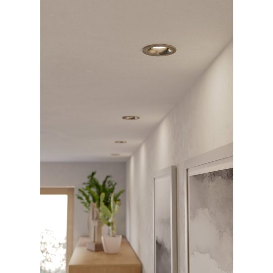 Eglo salabate faretto da incasso per cartongesso led 5w cct 2700k 6500k ip65 foro 6,8cm nichel opaco