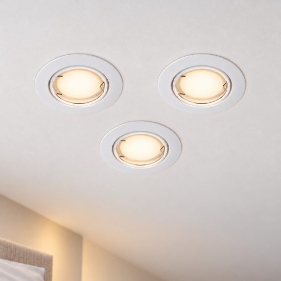 Eglo peneto set 3 faretti da incasso per cartongesso orientabili led 3x2,8w 3000k foro 6,5cm bianco
