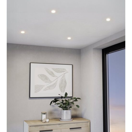 Eglo peneto set 3 faretti da incasso per cartongesso orientabili led 3x2,8w 3000k foro 6,5cm bianco