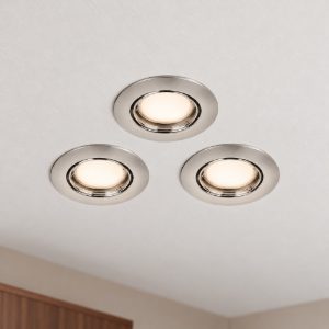 Eglo peneto set 3 faretti da incasso per cartongesso orientabili led 3x2,8w 3000k foro 6,5cm nichel opaco