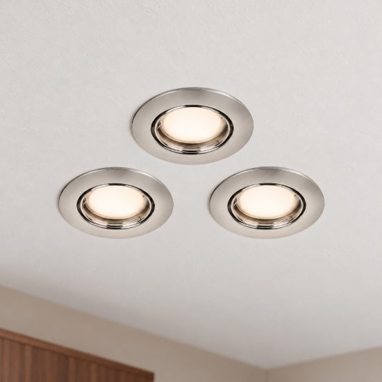 Eglo peneto set 3 faretti da incasso per cartongesso orientabili led 3x2,8w 3000k foro 6,5cm nichel opaco