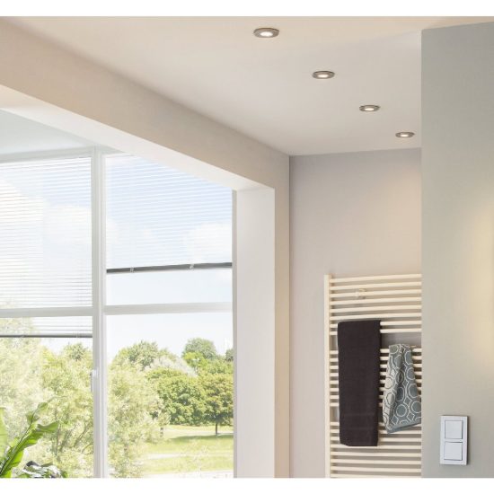 Eglo peneto set 3 faretti da incasso per cartongesso orientabili led 3x2,8w 3000k foro 6,5cm nichel opaco