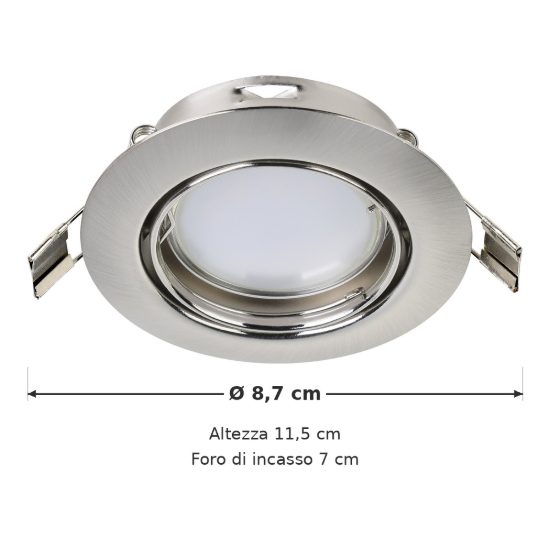 Eglo peneto faretto da incasso per cartongesso orientabile led 4,6w 3000k foro 7cm nichel opaco