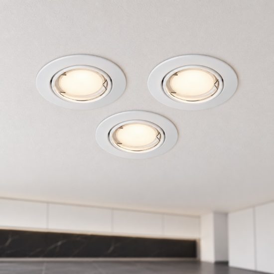 Eglo peneto set 3 faretti da incasso per cartongesso orientabili led 3x4,6w 3000k foro 7cm bianco