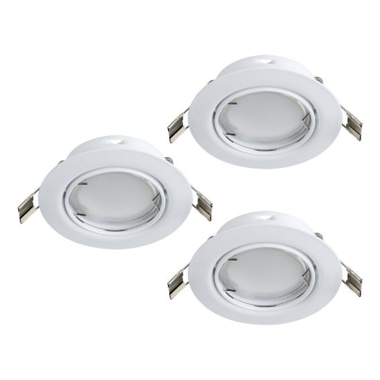 Eglo peneto set 3 faretti da incasso per cartongesso orientabili led 3x4,6w 3000k foro 7cm bianco