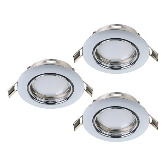 Eglo peneto set 3 faretti da incasso per cartongesso orientabili led 3x4,6w 3000k foro 7cm cromo
