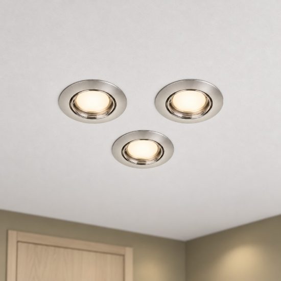 Eglo peneto set 3 faretti da incasso per cartongesso orientabili led 3x4,6w 3000k foro 7cm nichel opaco