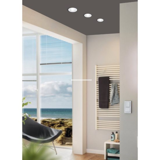 Eglo saliceto faretto da incasso per cartongesso orientabile led 6,4w 4000k foro 6,8cm bianco