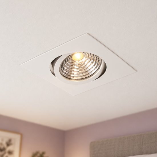 Eglo saliceto faretto da incasso per cartongesso orientabile led 6,4w 4000k quadrato foro 6,8cm bianco