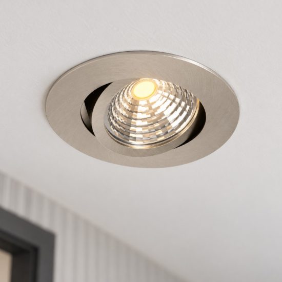 Eglo saliceto faretto da incasso per cartongesso orientabile led 6,4w 4000k foro 6,8cm nichel opaco
