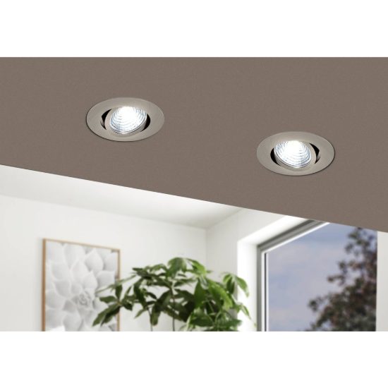 Eglo saliceto faretto da incasso per cartongesso orientabile led 6,4w 4000k foro 6,8cm nichel opaco
