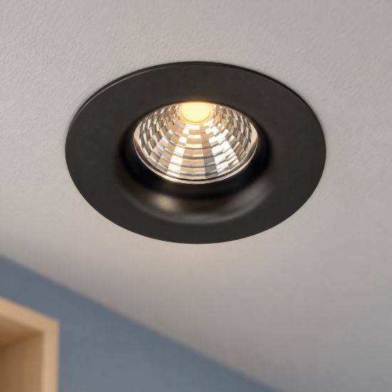 Eglo saliceto faretto da incasso per cartongesso led 4,8w 2700k foro 6,8cm nero