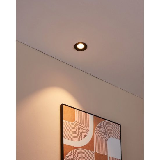 Eglo saliceto faretto da incasso per cartongesso led 4,8w 2700k foro 6,8cm nero