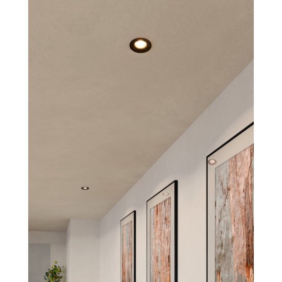 Eglo saliceto faretto da incasso per cartongesso led 4,8w 2700k foro 6,8cm nero