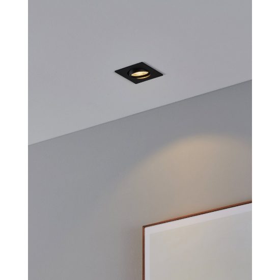 Eglo saliceto faretto da incasso per cartongesso orientabile led 4,8w 2700k quadrato foro 6,8cm nero