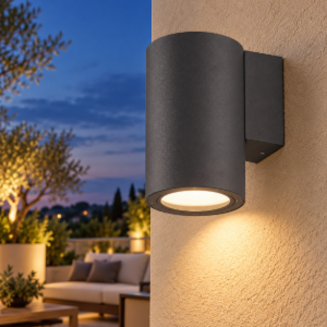 Lampada da parete per esterno ip65 11cm moderna grafite vetro