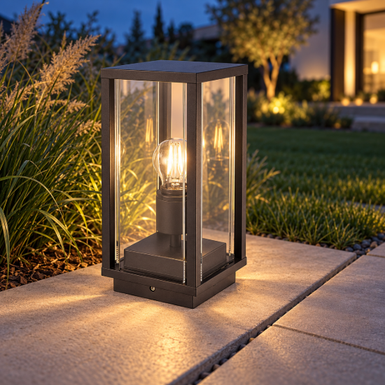 Lampioncino basso da esterno ip54 lanterna grafite moderna