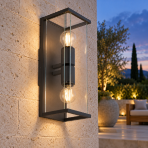 Applique da parete per esterno ip54 14cm moderna grafite vetro