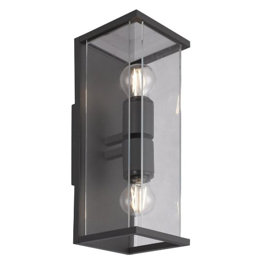 Applique da parete per esterno ip54 14cm moderna grafite vetro