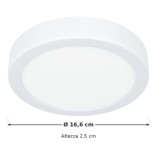 Eglo fueva 6 plafoniera led 7,5w cct 2700k 6500k 16,6cm moderna rotonda bianca