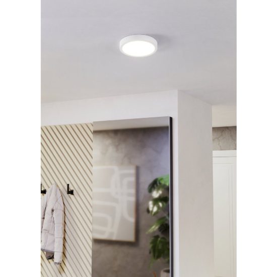Eglo fueva 6 plafoniera led 11,5w cct 2700k 6500k 21,1cm moderna rotonda bianca
