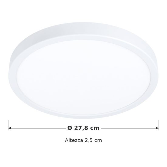 Eglo fueva 6 plafoniera led 14,2w cct 2700k 6500k 27,8cm moderna rotonda bianca