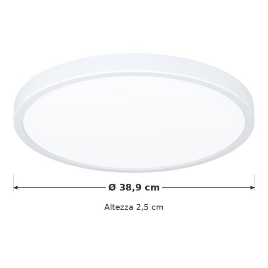 Eglo fueva 6 plafoniera led 17w cct 2700k 6500k 38,9cm per camera da letto moderna rotonda bianca