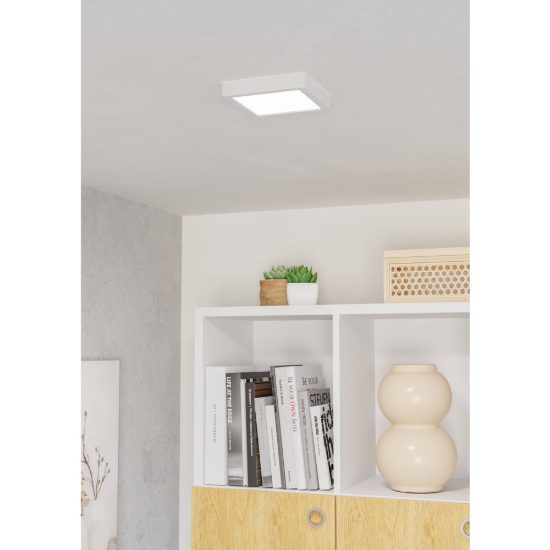 Eglo fueva 6 plafoniera led 7w cct 2700k 6500k 15cm moderna quadrata bianca