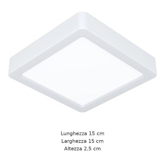 Eglo fueva 6 plafoniera led 7w cct 2700k 6500k 15cm moderna quadrata bianca