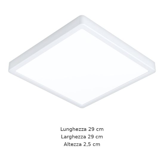 Eglo fueva 6 plafoniera led 13w cct 2700k 6500k 29cm moderna quadrata bianca