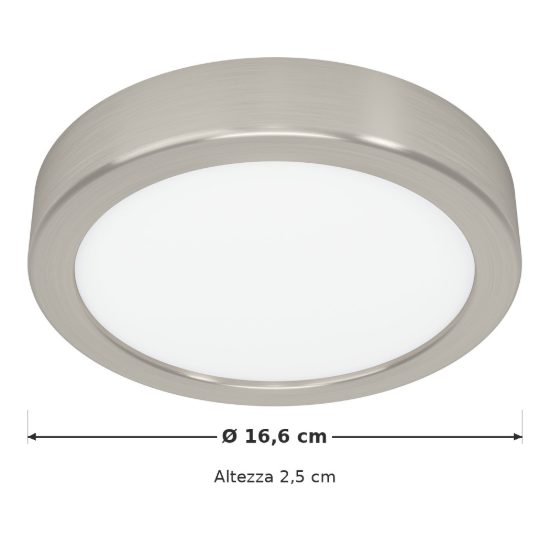 Eglo fueva 6 plafoniera led 7,5w cct 2700k 6500k 16,6cm moderna rotonda nichel