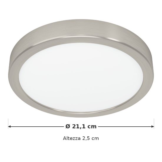 Eglo fueva 6 plafoniera led 11,5w cct 2700k 6500k 21,1cm moderna rotonda nichel