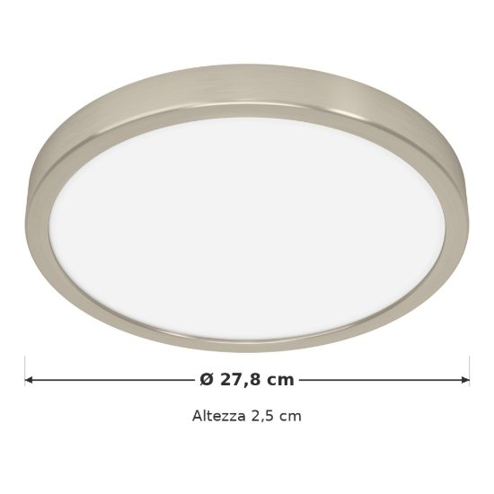 Eglo fueva 6 plafoniera led 14,2w cct 2700k 6500k 27,8cm moderna rotonda nichel