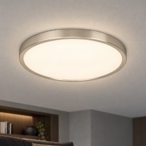 Eglo fueva 6 plafoniera led 17w cct 2700k 6500k 38,9cm per camera da letto moderna rotonda nichel