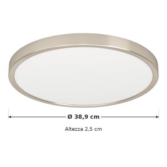 Eglo fueva 6 plafoniera led 17w cct 2700k 6500k 38,9cm per camera da letto moderna rotonda nichel