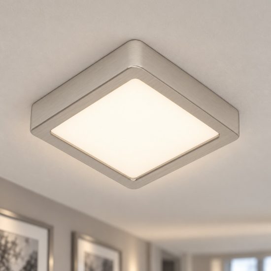 Eglo fueva 6 plafoniera led 7w cct 2700k 6500k 15cm moderna quadrata nichel