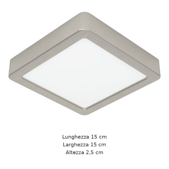 Eglo fueva 6 plafoniera led 7w cct 2700k 6500k 15cm moderna quadrata nichel
