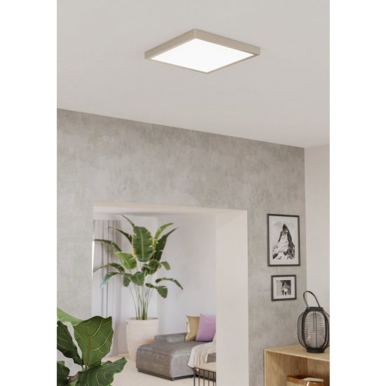 Eglo fueva 6 plafoniera led 13w cct 2700k 6500k 29cm moderna quadrata nichel