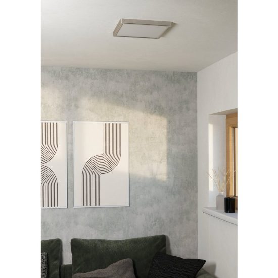 Eglo fueva 6 plafoniera led 13w cct 2700k 6500k 29cm moderna quadrata nichel