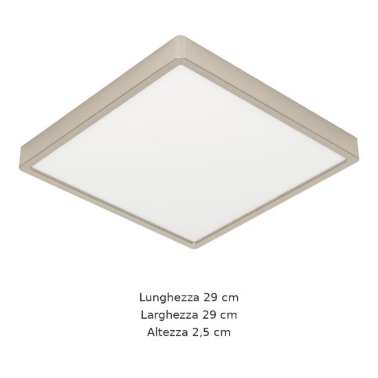 Eglo fueva 6 plafoniera led 13w cct 2700k 6500k 29cm moderna quadrata nichel