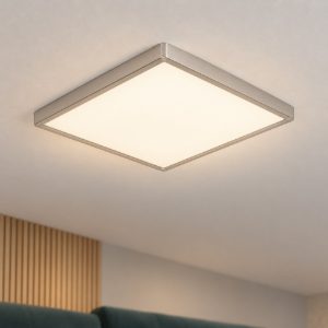 Eglo fueva 6 plafoniera led 17,5w cct 2700k 6500k 39cm per camera da letto moderna quadrata nichel