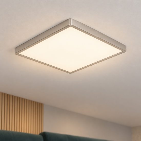 Eglo fueva 6 plafoniera led 17,5w cct 2700k 6500k 39cm per camera da letto moderna quadrata nichel