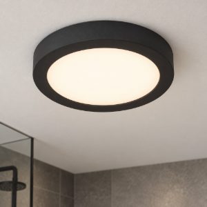 Eglo fueva 6 plafoniera led 7,5w cct 2700k 6500k 16,6cm ip44 moderna rotonda nera