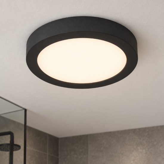 Eglo fueva 6 plafoniera led 7,5w cct 2700k 6500k 16,6cm ip44 moderna rotonda nera