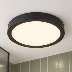 Eglo fueva 6 plafoniera led 11,5w cct 2700k 6500k 21,1cm ip44 moderna rotonda nera