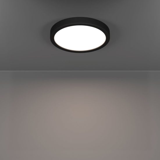 Eglo fueva 6 plafoniera led 11,5w cct 2700k 6500k 21,1cm ip44 moderna rotonda nera